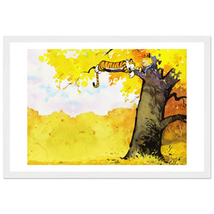 Calvin and Hobbes Resting on a Tree Poster - Matte / 12 x 18″ (30 45cm) White