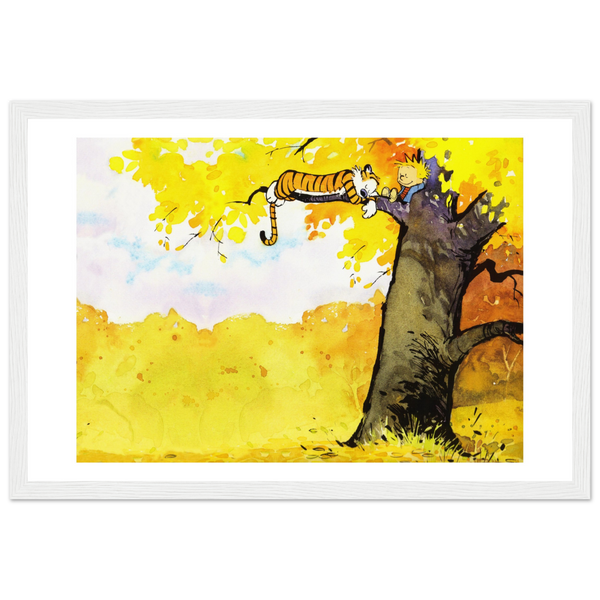 Calvin and Hobbes Resting on a Tree Poster - Matte / 12 x 18″ (30 45cm) White