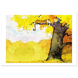 Calvin and Hobbes Resting on a Tree Poster - Matte / 8 x 12″ (21 29.7cm) None