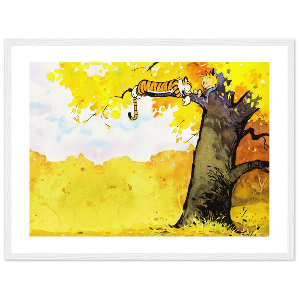 Calvin and Hobbes Resting on a Tree Poster - Matte / 18 x 24″ (45 60cm) White