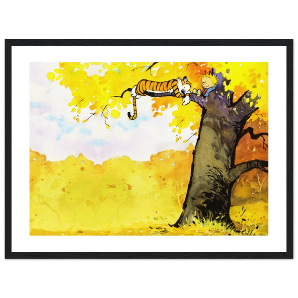 Calvin and Hobbes Resting on a Tree Poster - Matte / 18 x 24″ (45 60cm) Black