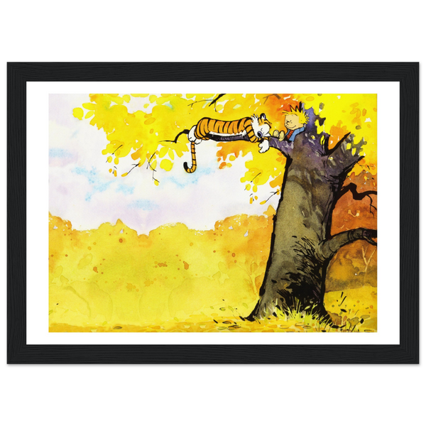 Calvin and Hobbes Resting on a Tree Poster - Matte / 8 x 12″ (21 29.7cm) Black