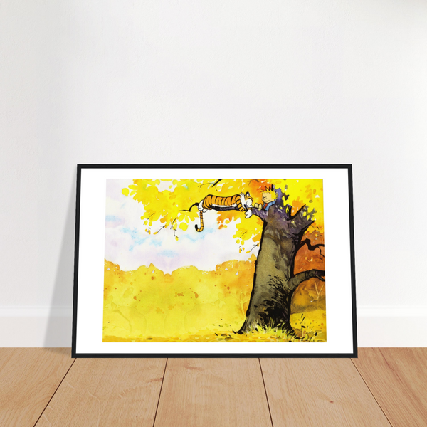 Calvin and Hobbes Resting on a Tree Poster