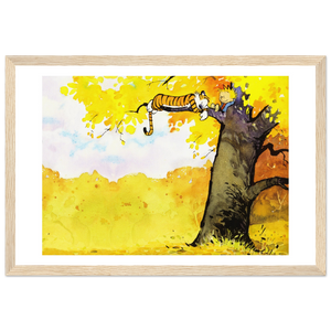 Calvin and Hobbes Resting on a Tree Poster - Matte / 12 x 18″ (30 45cm) Wood