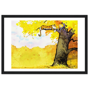 Calvin and Hobbes Resting on a Tree Poster - Matte / 12 x 18″ (30 45cm) Black