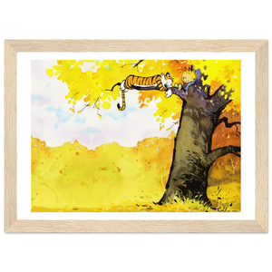 Calvin and Hobbes Resting on a Tree Poster - Matte / 8 x 12″ (21 29.7cm) Wood