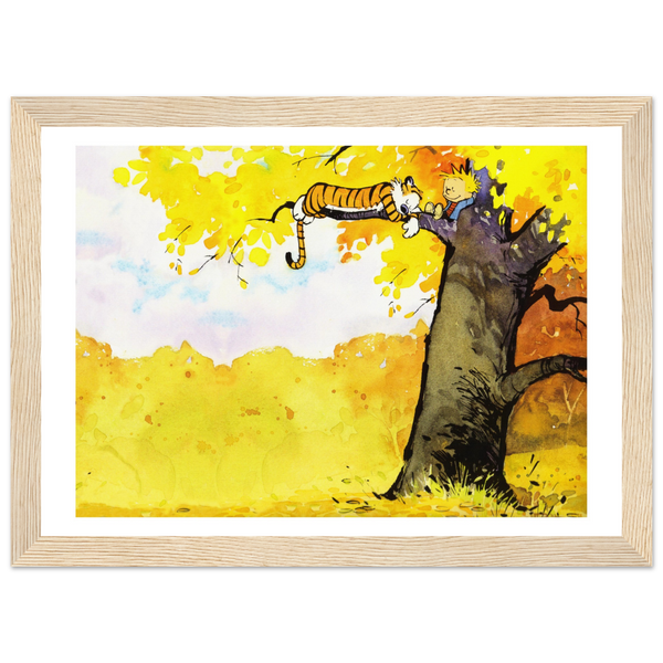 Calvin and Hobbes Resting on a Tree Poster - Matte / 8 x 12″ (21 29.7cm) Wood