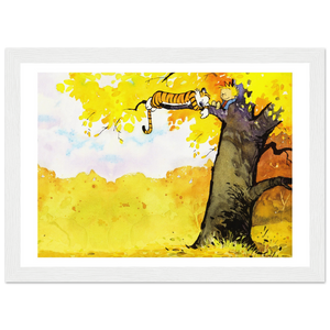 Calvin and Hobbes Resting on a Tree Poster - Matte / 8 x 12″ (21 29.7cm) White