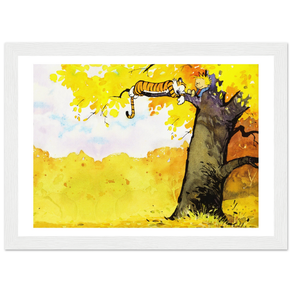 Calvin and Hobbes Resting on a Tree Poster - Matte / 8 x 12″ (21 29.7cm) White