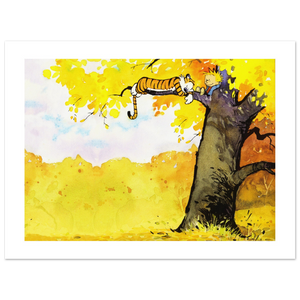 Calvin and Hobbes Resting on a Tree Poster - Matte / 18 x 24″ (45 60cm) None