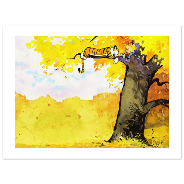 Calvin and Hobbes Resting on a Tree Poster - Matte / 18 x 24″ (45 60cm) None