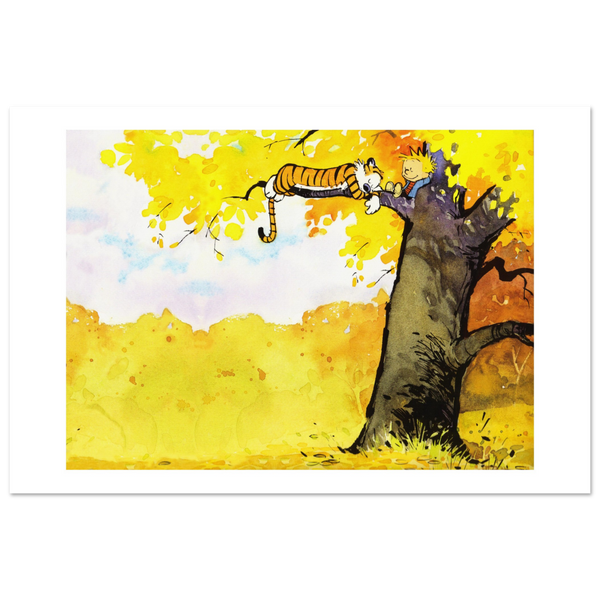 Calvin and Hobbes Resting on a Tree Poster - Matte / 24 x 36″ (60 90cm) None