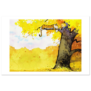 Calvin and Hobbes Resting on a Tree Poster - Matte / 12 x 18″ (30 45cm) None