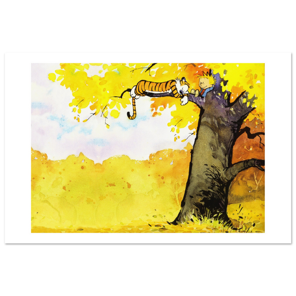 Calvin and Hobbes Resting on a Tree Poster - Matte / 12 x 18″ (30 45cm) None