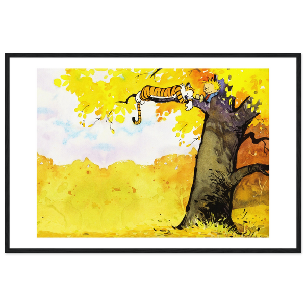 Calvin and Hobbes Resting on a Tree Poster - Matte / 24 x 36″ (60 90cm) Black