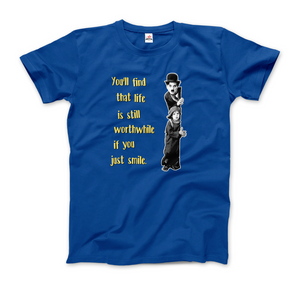 Charlie Chaplin Inspirational Quote T-Shirt - Men / Royal Blue / Small - T-Shirt