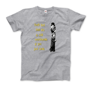 Charlie Chaplin Inspirational Quote T-Shirt - Men / Heather Grey / Small - T-Shirt