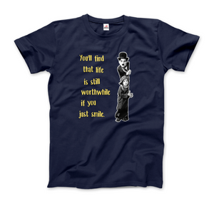 Charlie Chaplin Inspirational Quote T-Shirt - Men / Navy / Small - T-Shirt