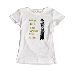 Charlie Chaplin Inspirational Quote T-Shirt - Women / White / Small - T-Shirt