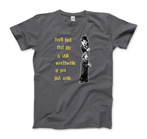 Charlie Chaplin Inspirational Quote T-Shirt - Men / Charcoal / Small - T-Shirt