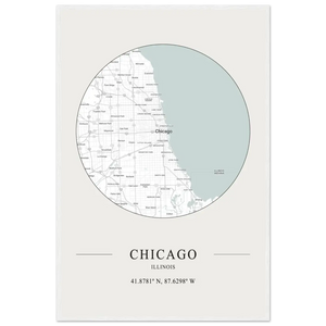 Chicago Illinois - Minimalist Map Poster - Matte / 24 x 36″ (60 x 90cm) / White - Poster