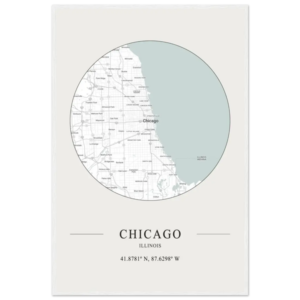 Chicago Illinois - Minimalist Map Poster - Matte / 24 x 36″ (60 x 90cm) / White - Poster