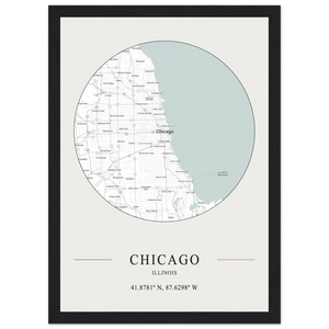 Chicago Illinois - Minimalist Map Poster - Matte / 8 x 12″ (21 x 29.7cm) / Black - Poster