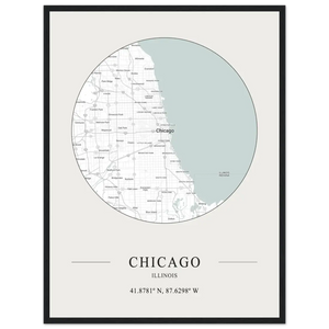 Chicago Illinois - Minimalist Map Poster - Matte / 18 x 24″ (45 x 60cm) / Black - Poster