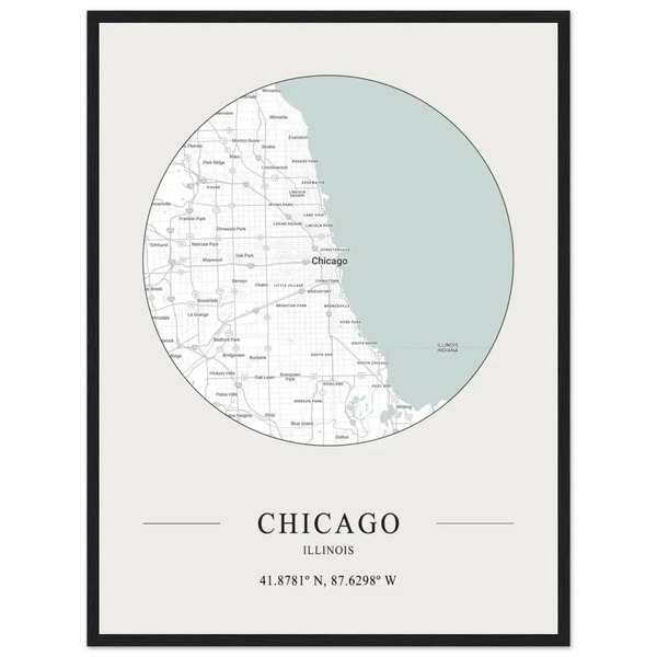 Chicago Illinois - Minimalist Map Poster - Matte / 18 x 24″ (45 x 60cm) / Black - Poster