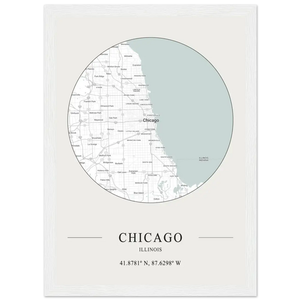 Chicago Illinois - Minimalist Map Poster - Matte / 8 x 12″ (21 x 29.7cm) / White - Poster