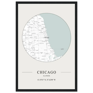 Chicago Illinois - Minimalist Map Poster - Matte / 12 x 18″ (30 x 45cm) / Black - Poster