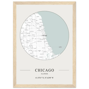 Chicago Illinois - Minimalist Map Poster - Matte / 8 x 12″ (21 x 29.7cm) / Wood - Poster