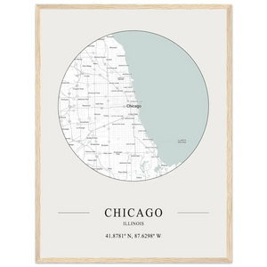 Chicago Illinois - Minimalist Map Poster - Matte / 18 x 24″ (45 x 60cm) / Wood - Poster