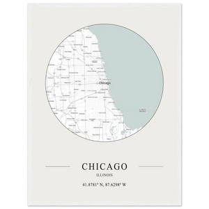 Chicago Illinois - Minimalist Map Poster - Matte / 18 x 24″ (45 x 60cm) / White - Poster