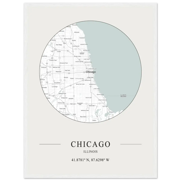 Chicago Illinois - Minimalist Map Poster - Matte / 18 x 24″ (45 x 60cm) / White - Poster