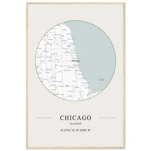 Chicago Illinois - Minimalist Map Poster - Matte / 24 x 36″ (60 x 90cm) / Wood - Poster