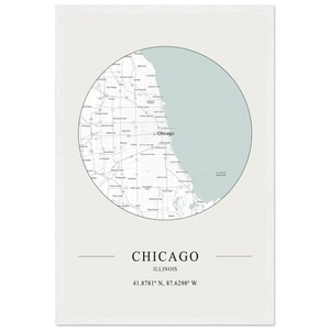 Chicago Illinois - Minimalist Map Poster - Matte / 12 x 18″ (30 x 45cm) / White - Poster