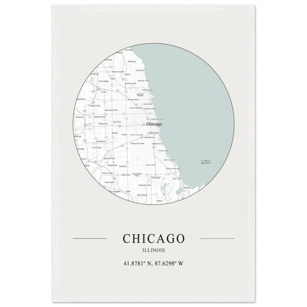 Chicago Illinois - Minimalist Map Poster - Matte / 12 x 18″ (30 x 45cm) / White - Poster