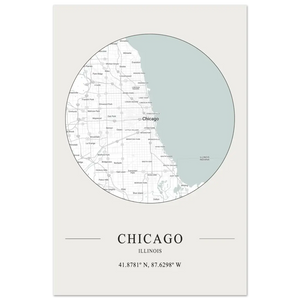 Chicago Illinois - Minimalist Map Poster - Matte / 8 x 12″ (21 x 29.7cm) / None - Poster