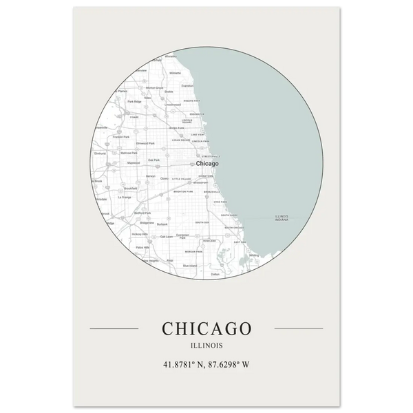 Chicago Illinois - Minimalist Map Poster - Matte / 8 x 12″ (21 x 29.7cm) / None - Poster