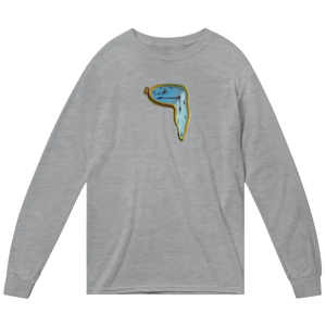 Dali - Melting Watch Artwork Long Sleeve Shirt - Heather Grey / Small - Long Sleeve Shirt