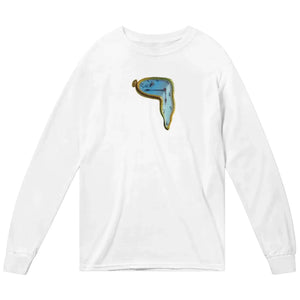 Dali - Melting Watch Artwork Long Sleeve Shirt - White / Small - Long Sleeve Shirt