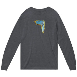Dali - Melting Watch Artwork Long Sleeve Shirt - Dark Heather / Small - Long Sleeve Shirt