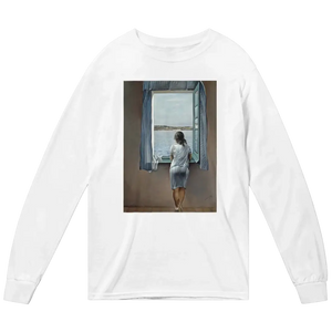 Dali - Young Woman at a Window Artwork Long Sleeve Shirt - White / Small - Long Sleeve Shirt