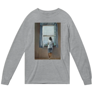 Dali - Young Woman at a Window Artwork Long Sleeve Shirt - Heather Grey / Small - Long Sleeve Shirt