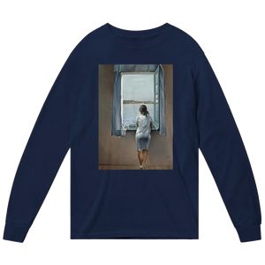 Dali - Young Woman at a Window Artwork Long Sleeve Shirt - Navy / Small - Long Sleeve Shirt