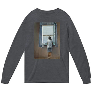 Dali - Young Woman at a Window Artwork Long Sleeve Shirt - Dark Heather / Small - Long Sleeve Shirt