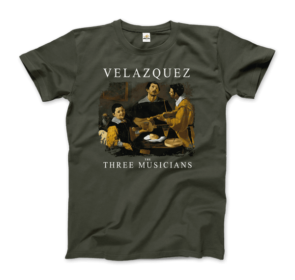 Diego Velazquez - The Three Musicians 1622 Artwork T-Shirt - Men / Military Green / S - T-Shirt