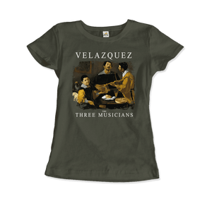 Diego Velazquez - The Three Musicians 1622 Artwork T-Shirt - Women / Military Green / S - T-Shirt