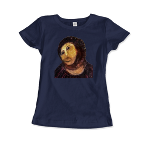Ecce Homo (Behold the Monkey - Ecce Mono) Art T-Shirt - Women (Fitted) / Navy / S - T-Shirt